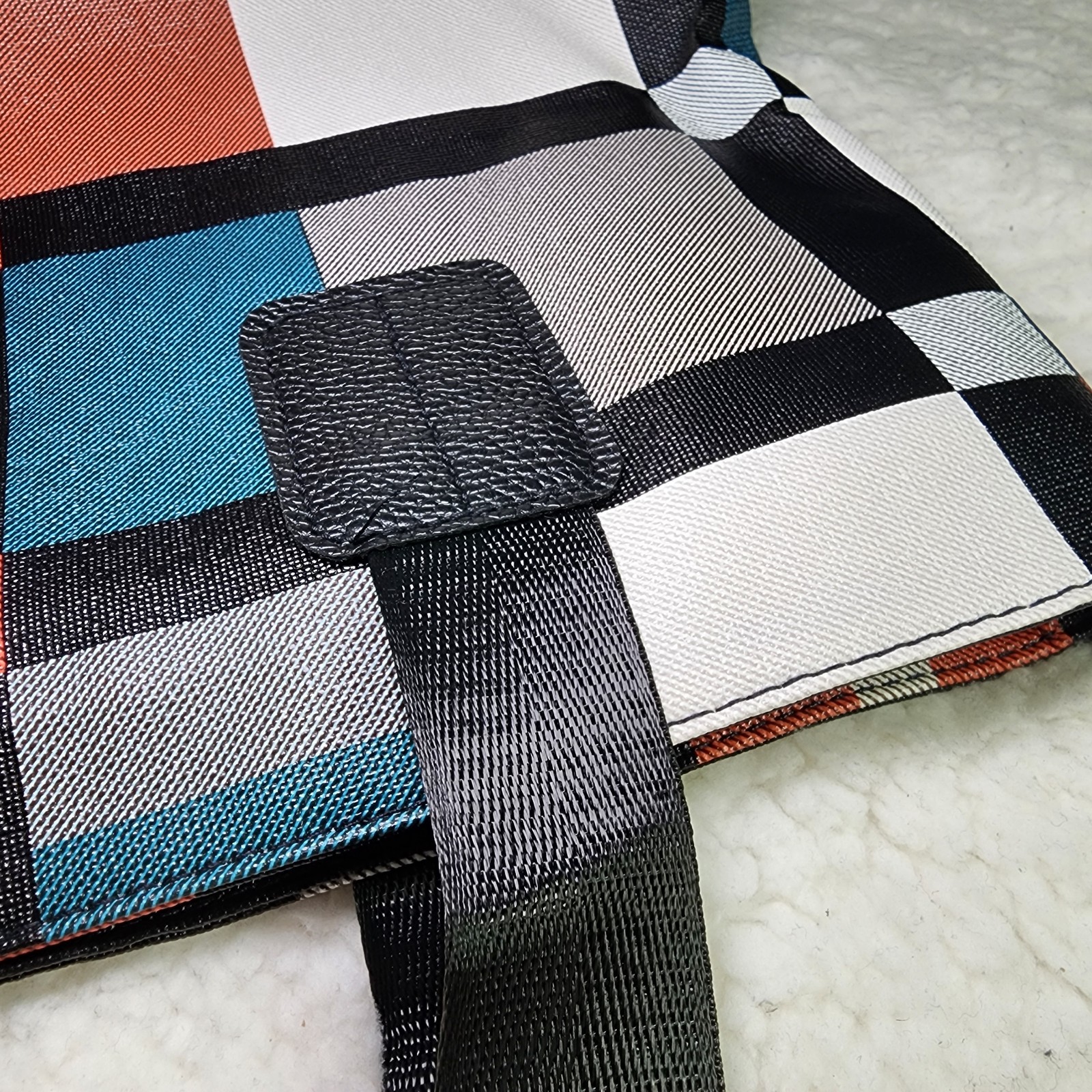 Fashion-Forward Modern Geometric Tote Bag – orange, green, white, black