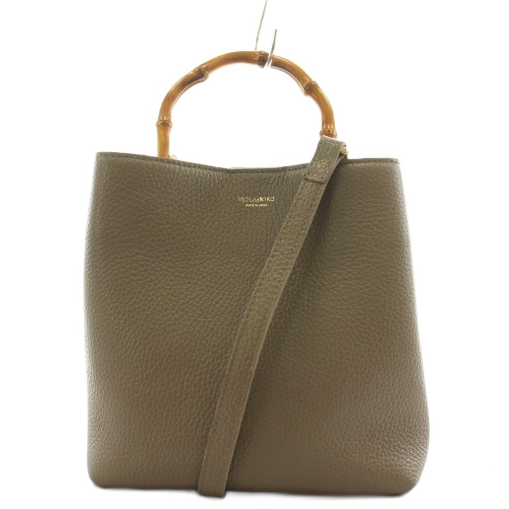 VIOLAd’ORO Leather Beige 2WAY Shoulder Bag AB Condition, 7.5×7.9in