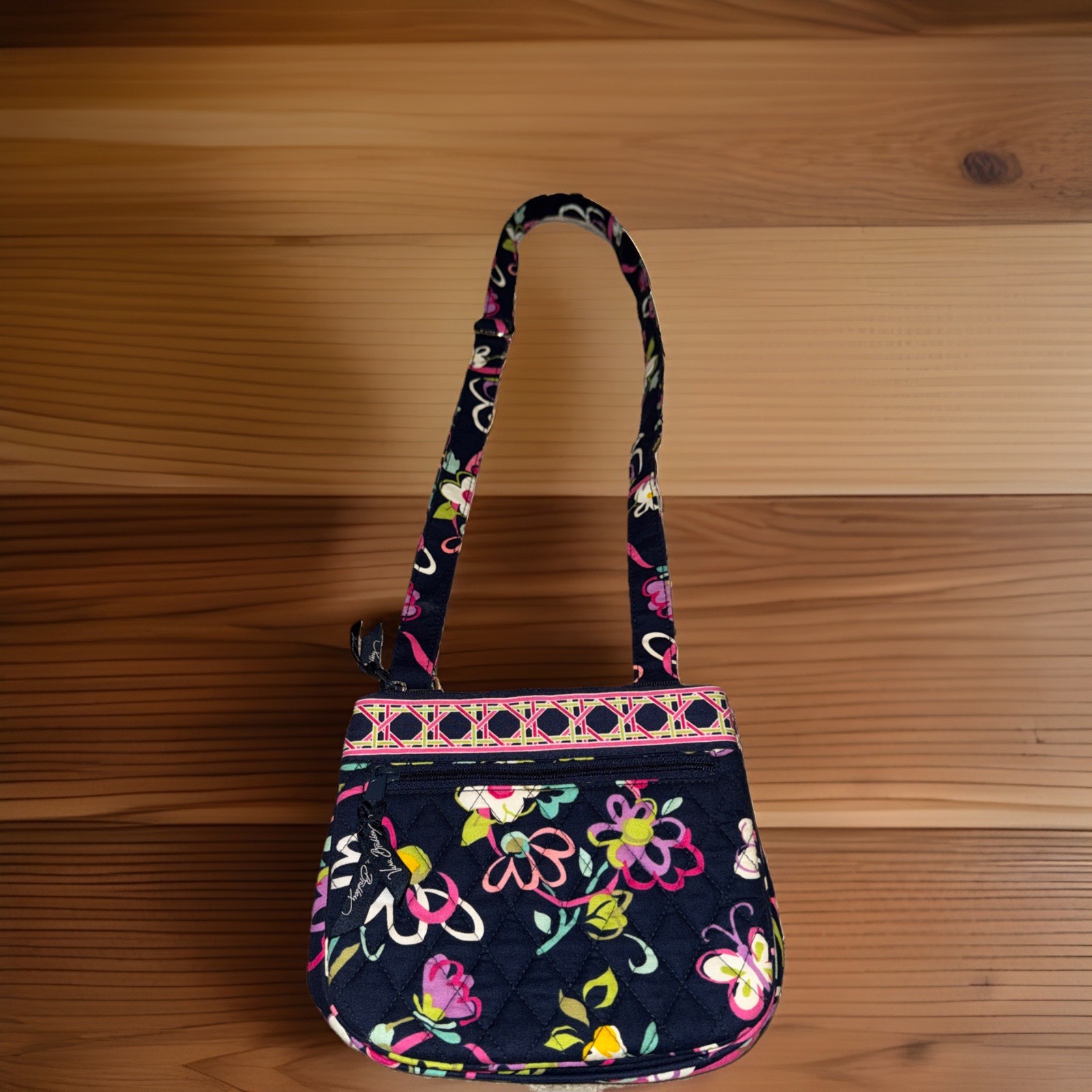 Vera Bradley Little Hipster Crossbody Bag Retired Ribbons Floral Purse Mint