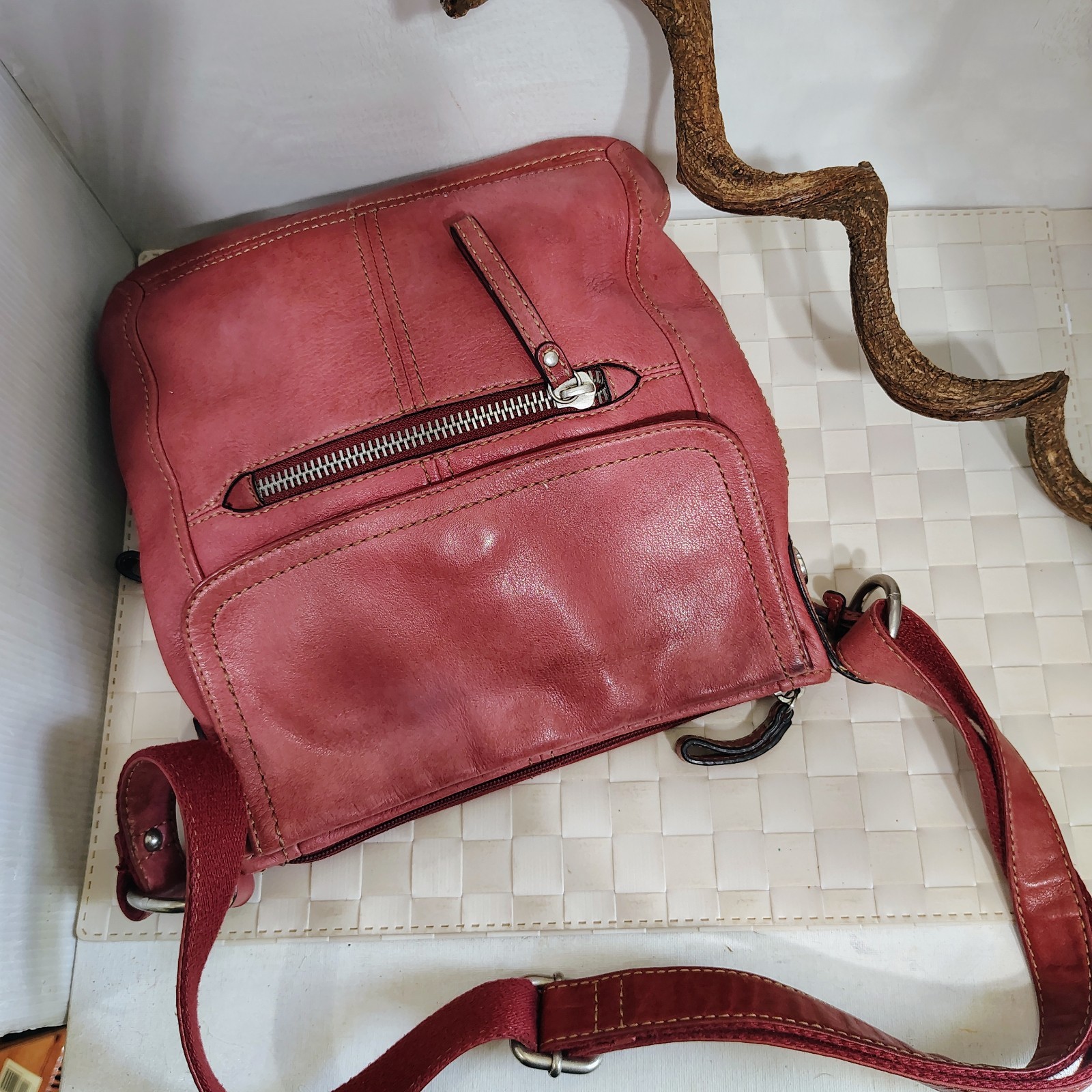 Fossil Hanover Messenger Bag ZB2869 Burnt Sienna Leather Vintage Crossbody