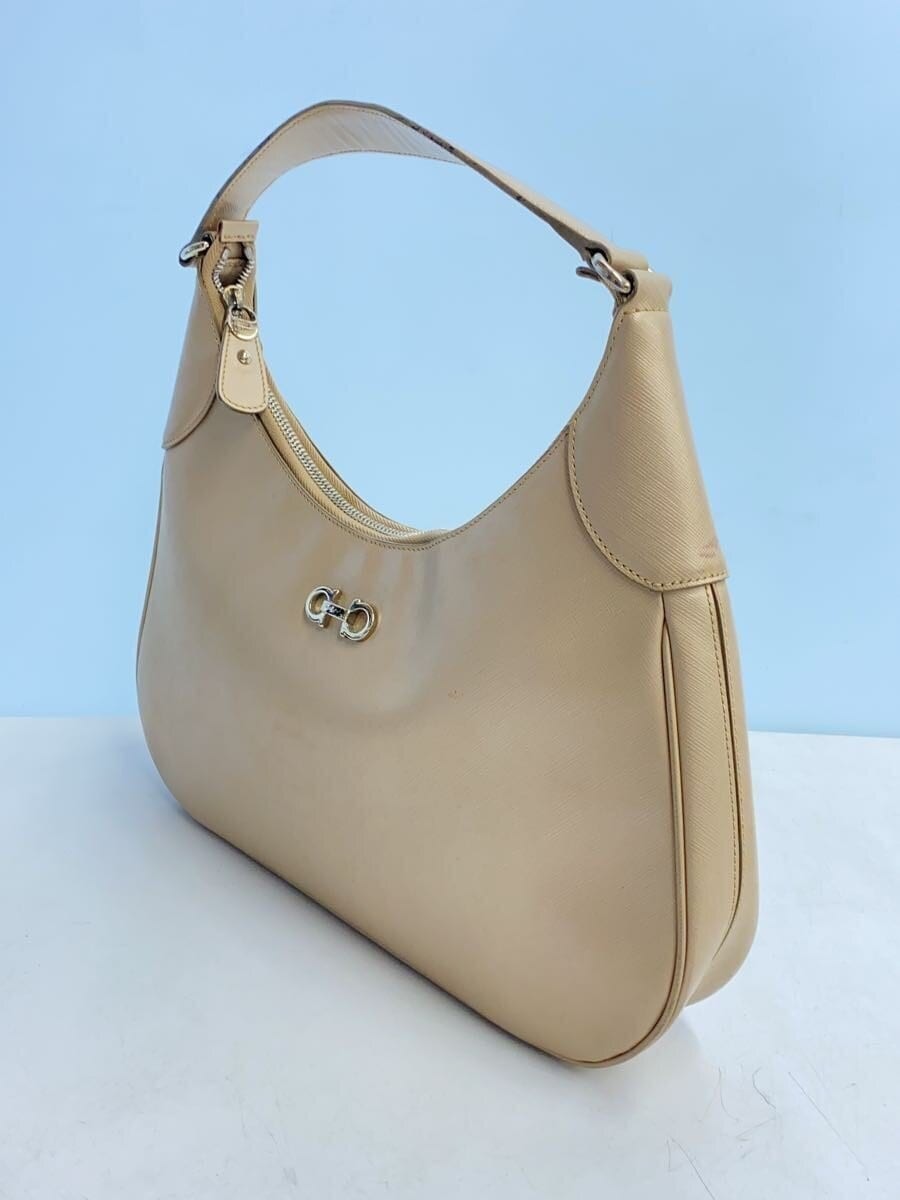 Salvatore Ferragamo Gancini Shoulder Hobo Bag Beige Used Women Silver Hardware