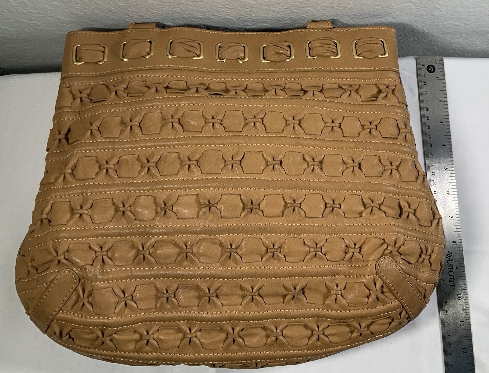 Vtg Isabella Fiore Large Shoulder Bag Brown Woven W Duster Bag Rare