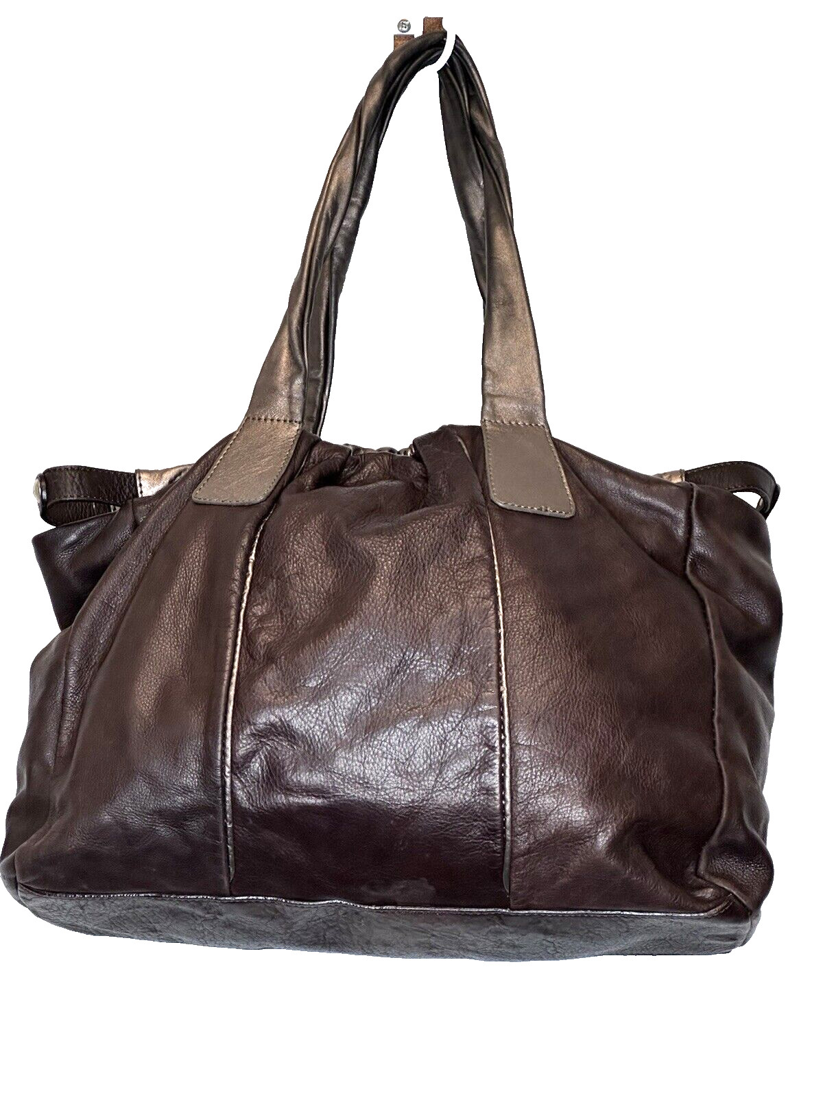 Brown Maurizio Taiuti Genuine Leather Hobo Tote Bag Purse Italy 15X 11 X4
