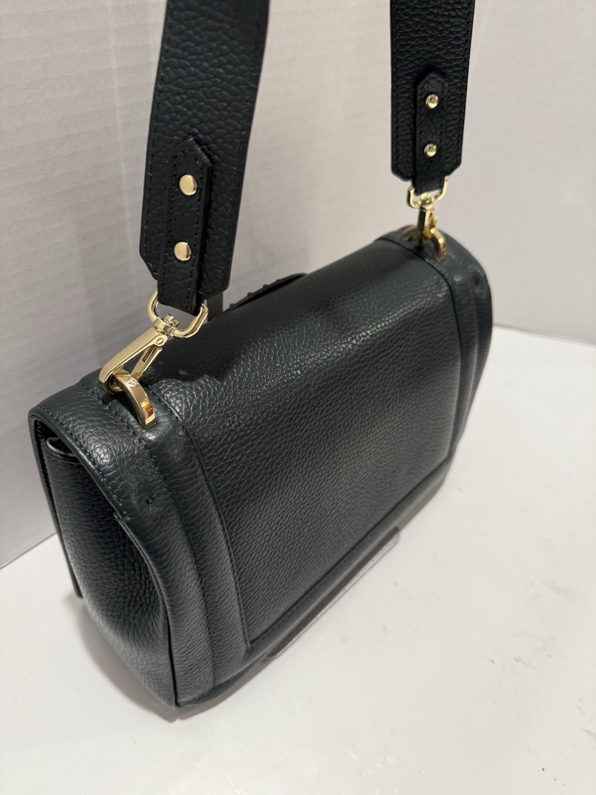 Valentino By Mario Valentino Alice Studded Shoulder Flap Bag Green Made In Italy