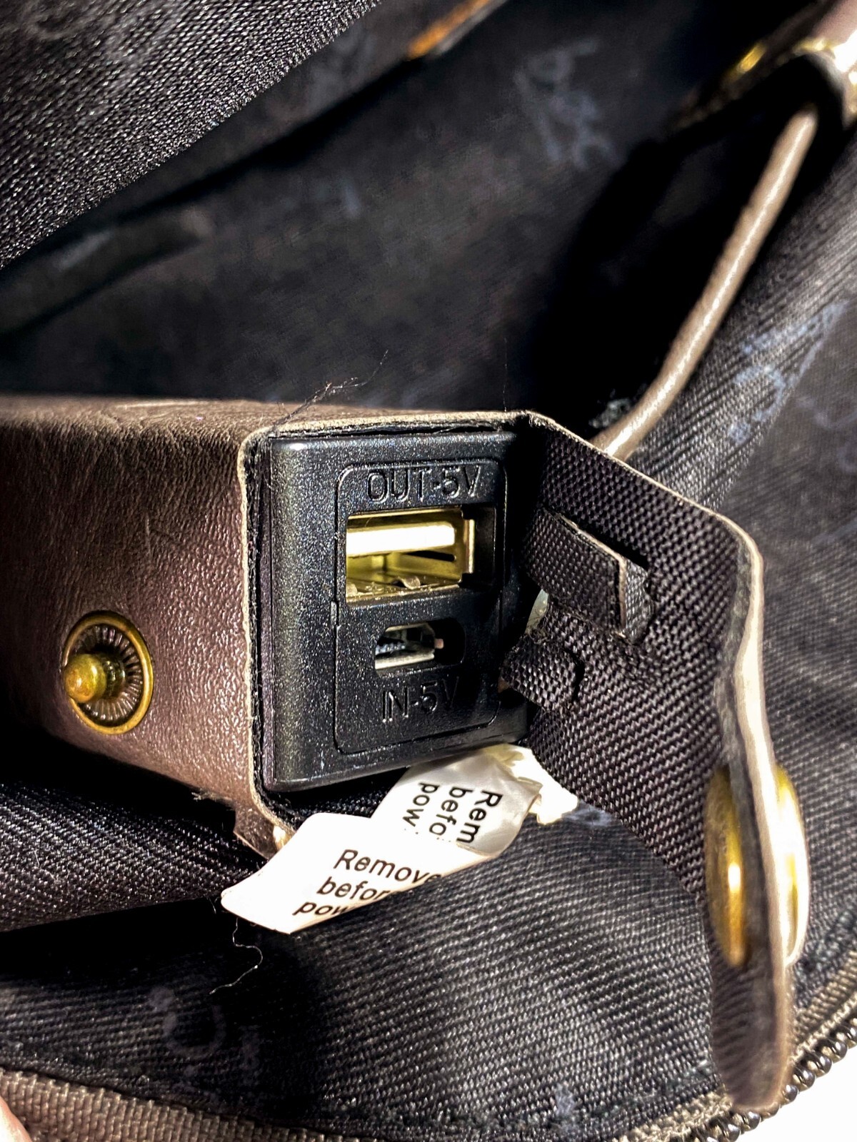 BOC Born Concept Women Brown Gray Greige Top Handle Bag Power Bank Pockets