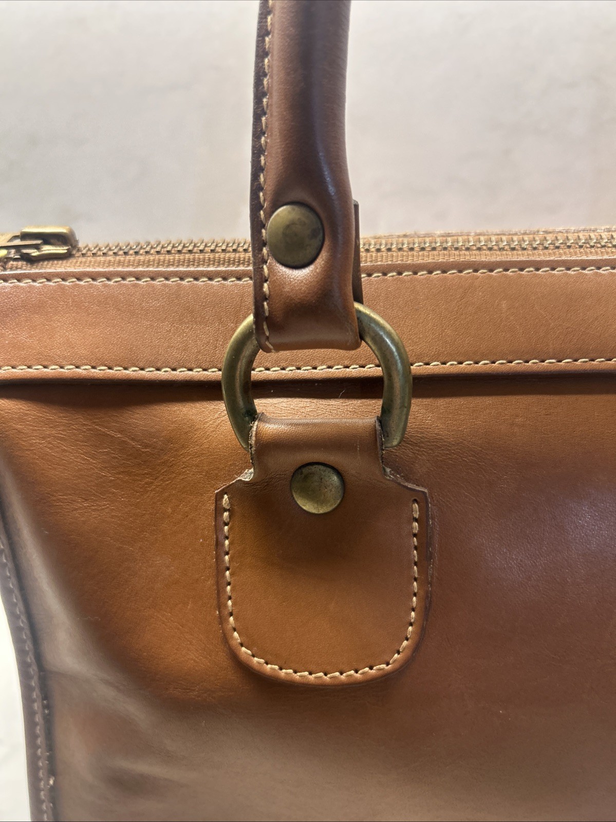 Vintage Ghurka No 16 The Keeper Tan Leather Satchel Bag Top Handle