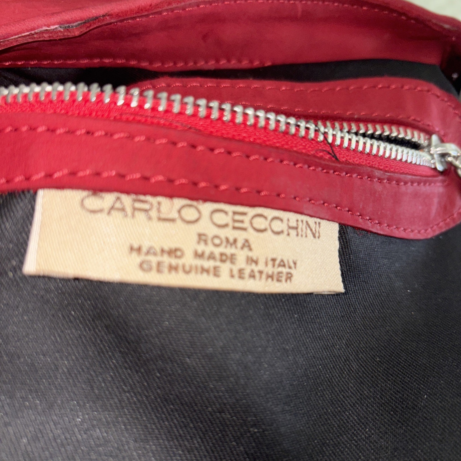 Carlo Cecchini Roma Hand Made Italy Red Long Beach Genuine Suede Leather