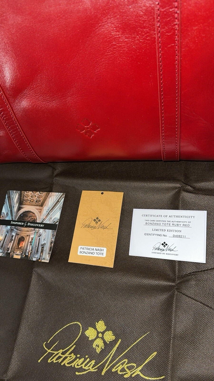 PATRICIA NASH Discovery Leather Bonzano Tote Ruby Red Large Bag AUTHENTIC NEW