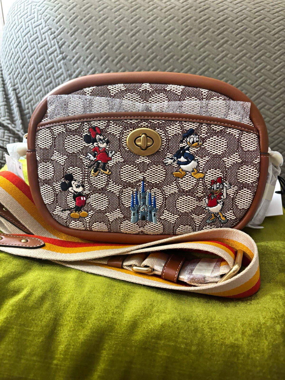 Disney x Coach Mickey and Friends Crossbody Camera Bag (Brown Jacquard)