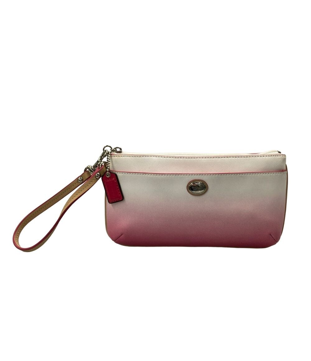 Coach Pink Clutch Bag Pouch Women 8.66×4.72×1.18 in Auth