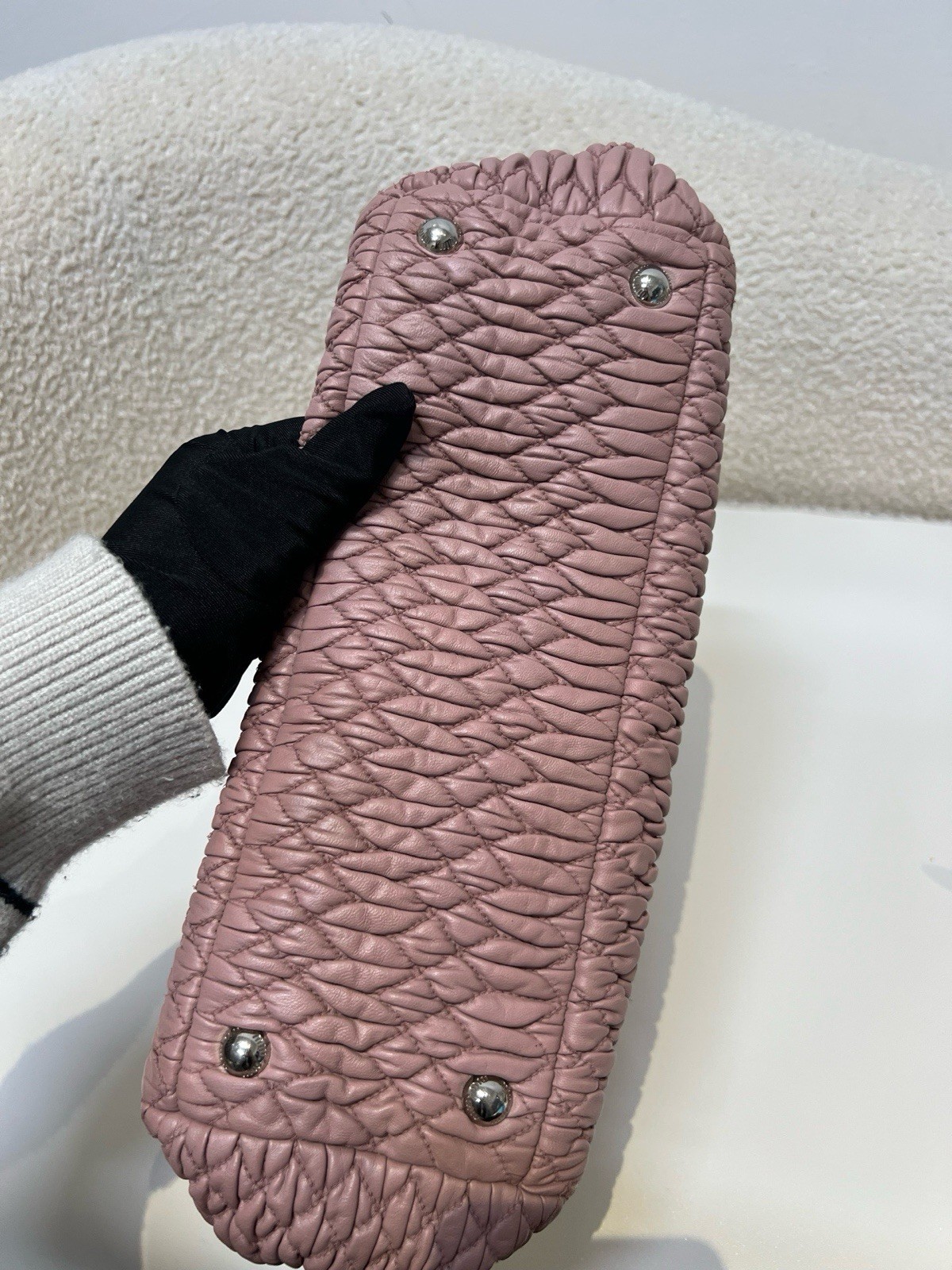 Miu Miu Nude Pink Gem-Embellished Chain Tote Bag (Handheld/Crossbody)