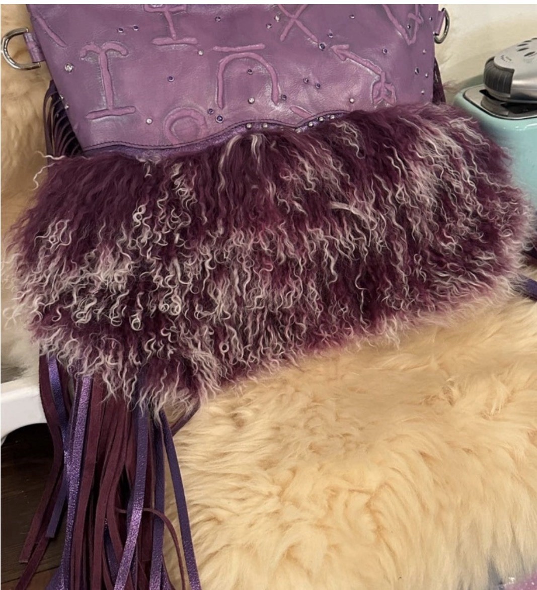 Custom leather purple Shoulder Bag