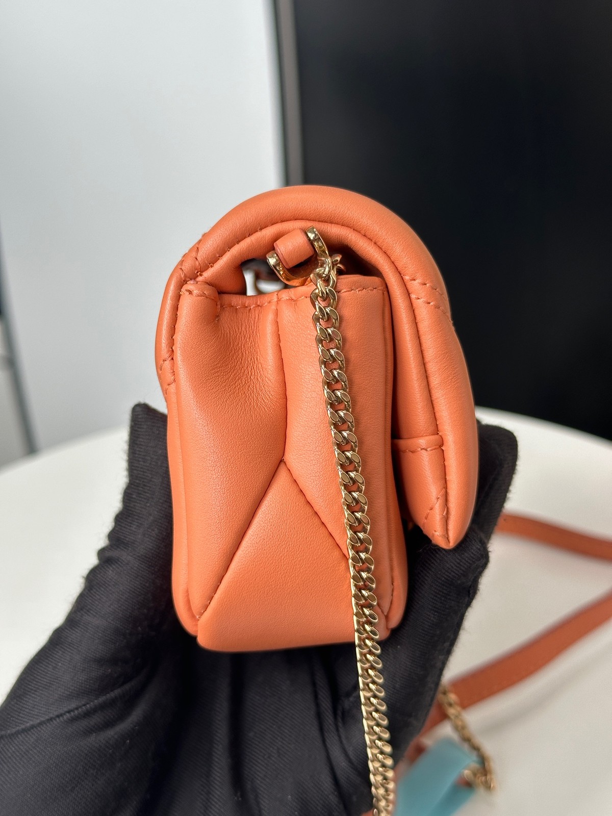 AUTH Bvlgari Serpenti Cabochon Coral Orange Micro Crossbody Bag