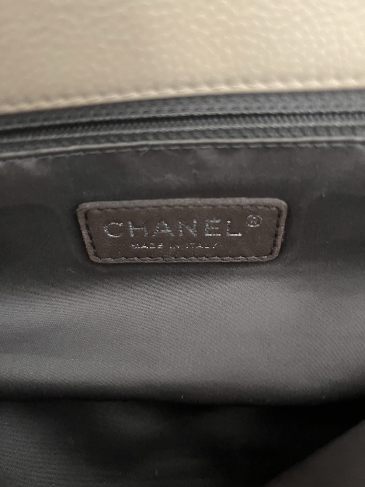 CHANEL Beige Gray Quilted Classic Flap Bag Silver Hardware