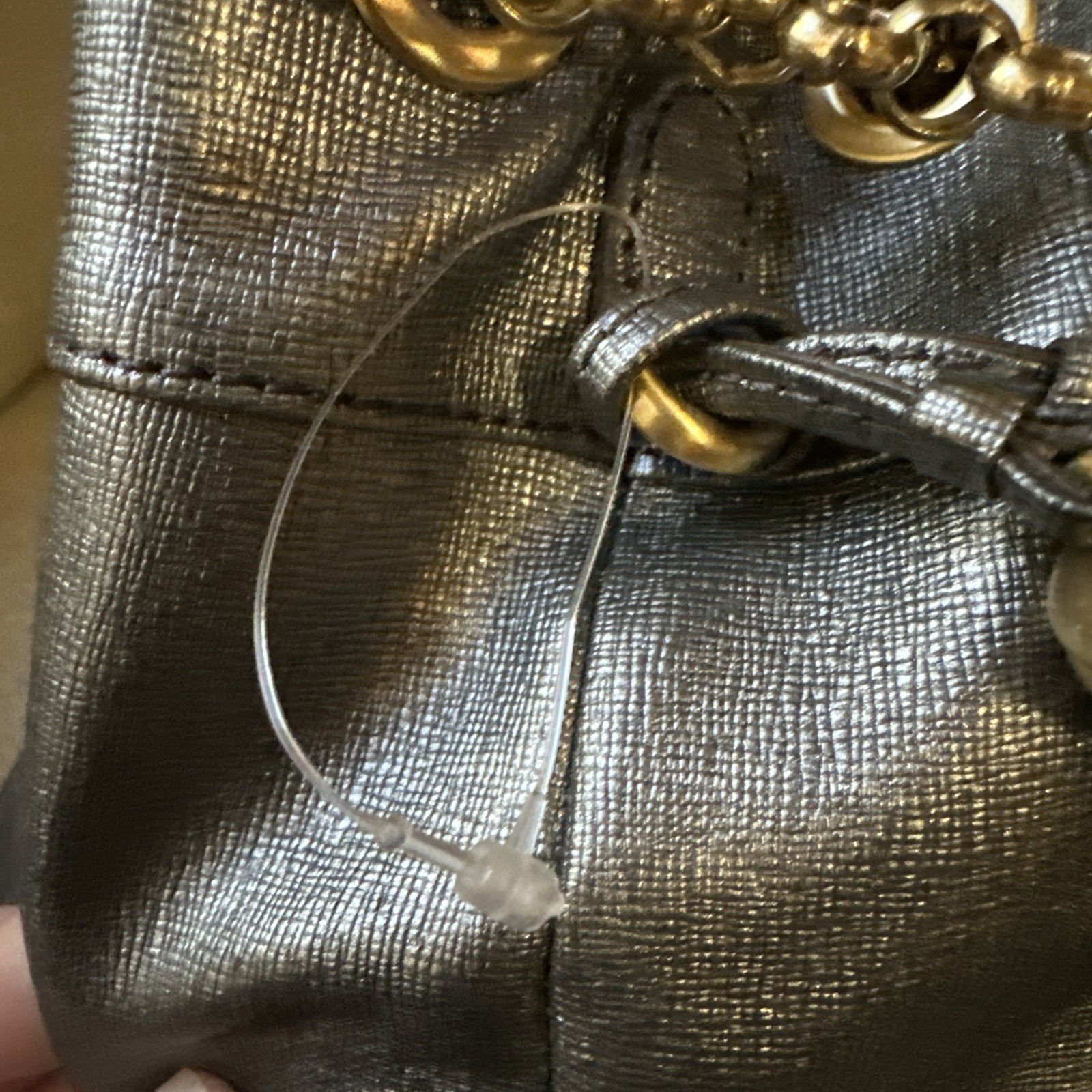 Womens Eric Javits Dark Grey Metallic Purse Shoulder Handbag Chain Strap NWOT