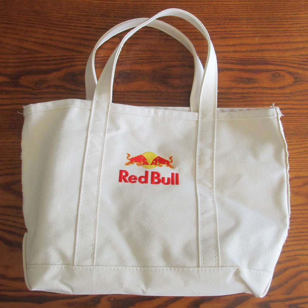 Mint L.L. Bean USA Boat & Tote White Open-Top Red Bull 18″ Bag w/ Double Handles