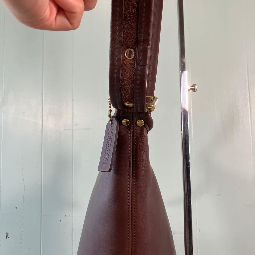 Rare Old Coach Grained Leather Leather Bucket Style Shoulder Bag FROM JAPAN