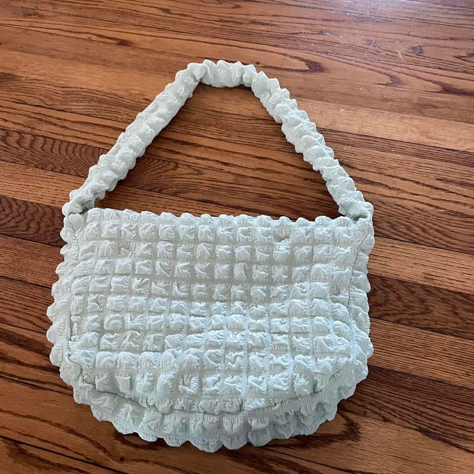 Pastel Green Cloud Bubble Quilt Shoulder Boho Bag Fairy Cottage Y2K 2000s Spring