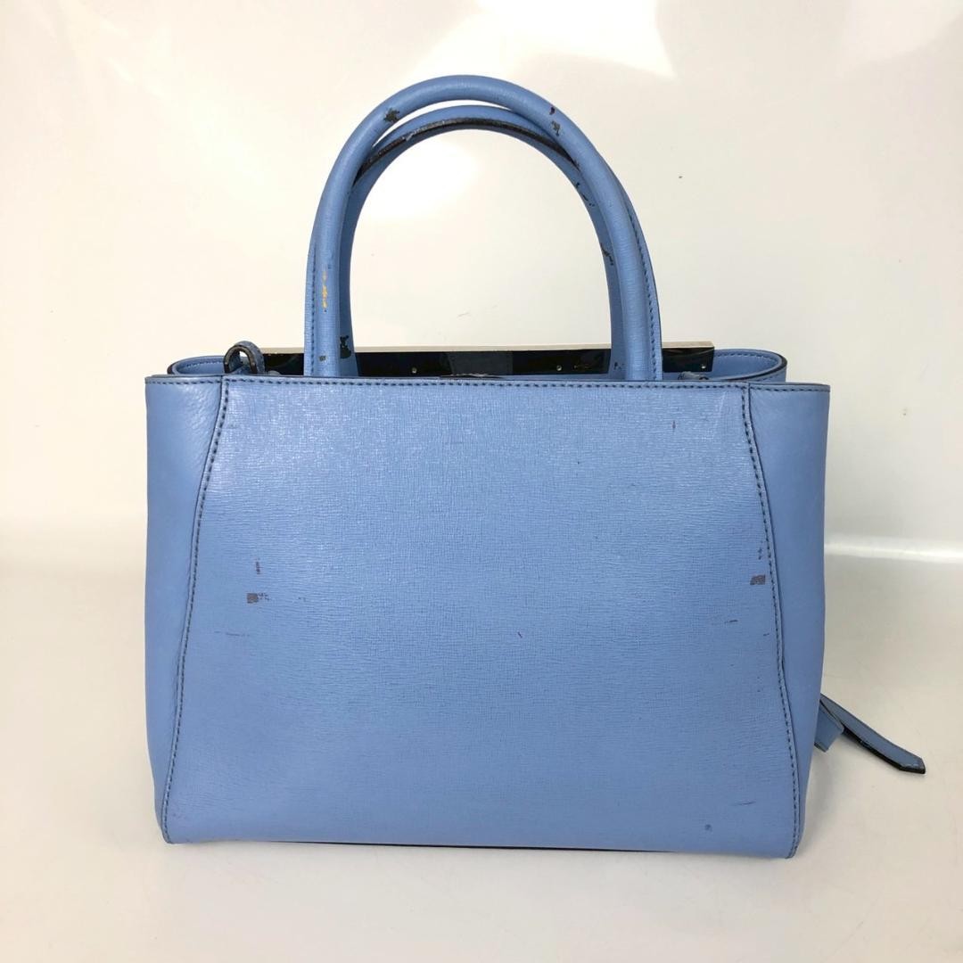 Fendi Petit 2Jours 2-Way Handbag Shoulder Bag Blue Leather Versatile