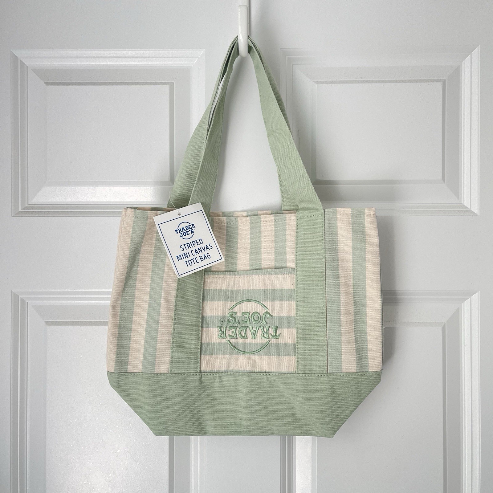 RARE ERROR Trader Joe’s Mini Tote Bag – Upside Down Logo Misprint – NWT Green