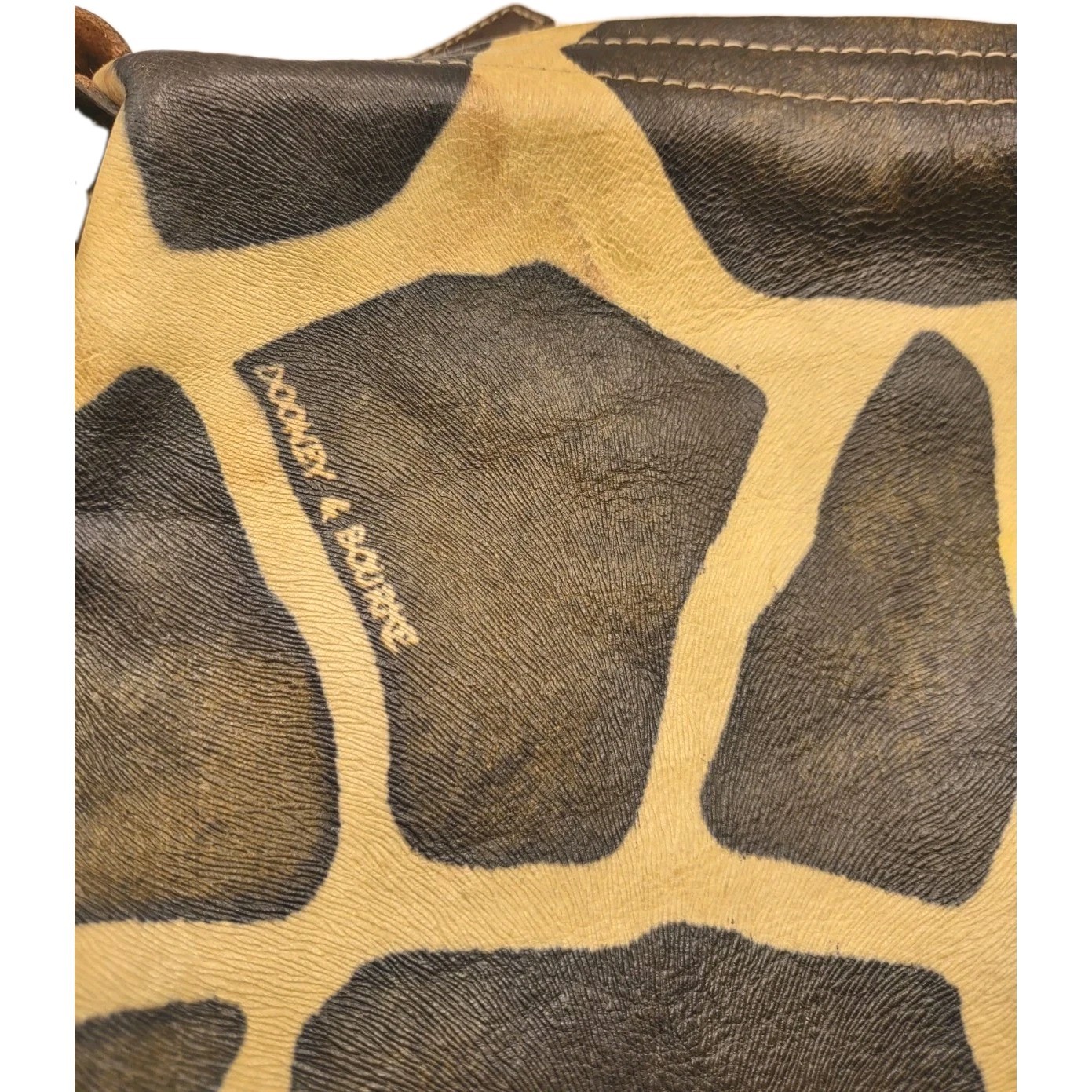 Dooney & Bourke vintage brown giraffe print shoulder bag purse w/ red interior