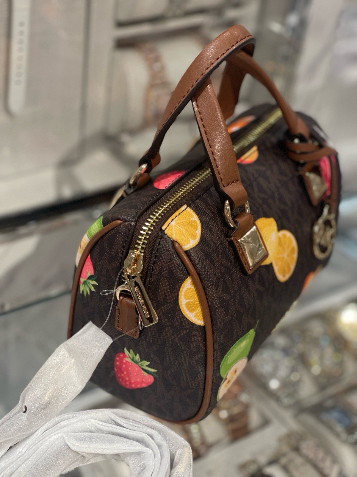MICHAEL KORS Grayson Small Printed Signature Logo Duffel Crossbody Bag NWT