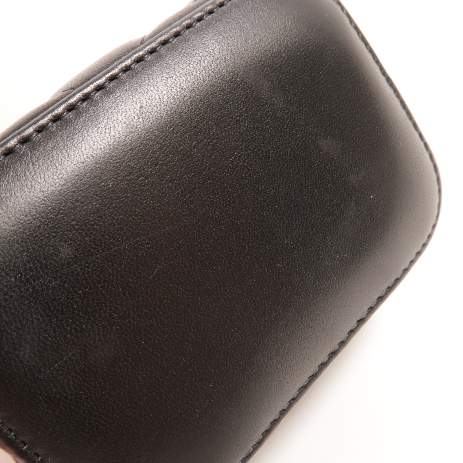 CHANEL CC GHW Mini Vanity Case With Gold Ball Shoulder Bag Lambskin Leather