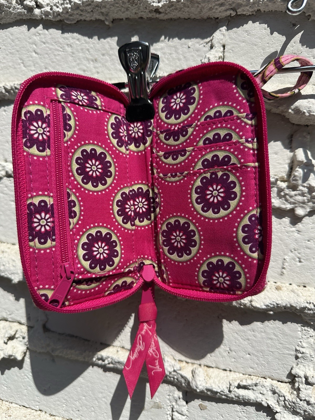Vera Bradley Pink Paisley Quilted Crossbody Bag Zip Closure + Matching Wallet