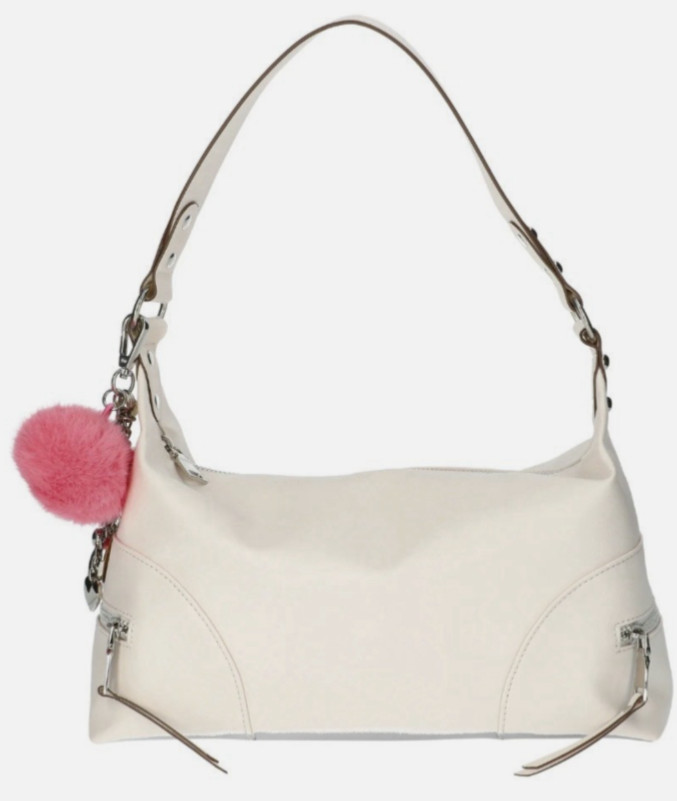 Madden NYC Women’s Handbag Tote 2360 Hobo Side Zipper Faux Leather, Cream