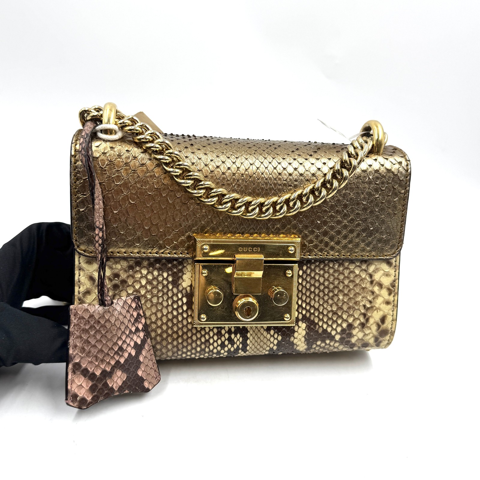 Pre-Owned Gucci Padlock Gold Beige and Pink Shoulder Bag