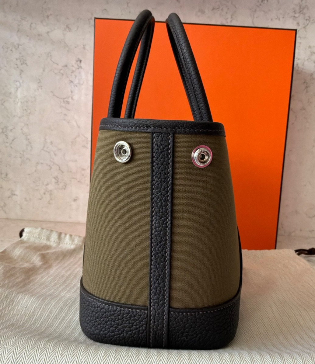 NIB HERMES Mini Neo 23 Garden Party Vert Olive Bai Brun