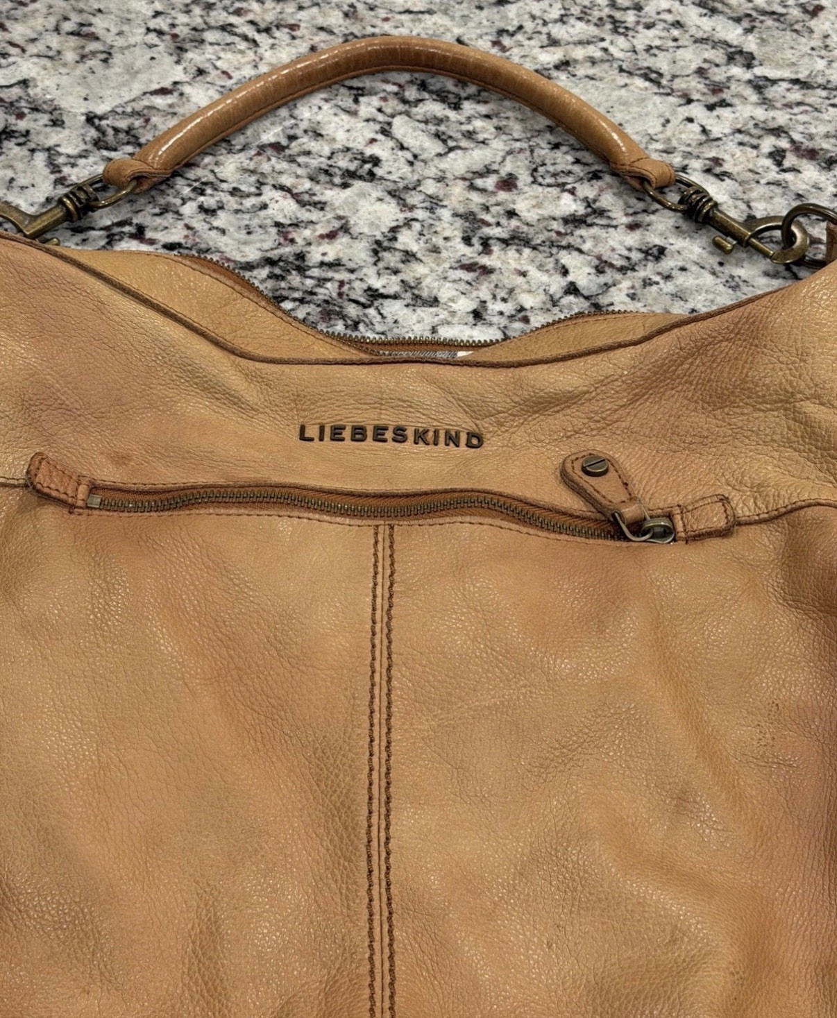 100% cow leather slouchy hobo shoulder bag purse Leibeskin Berlin