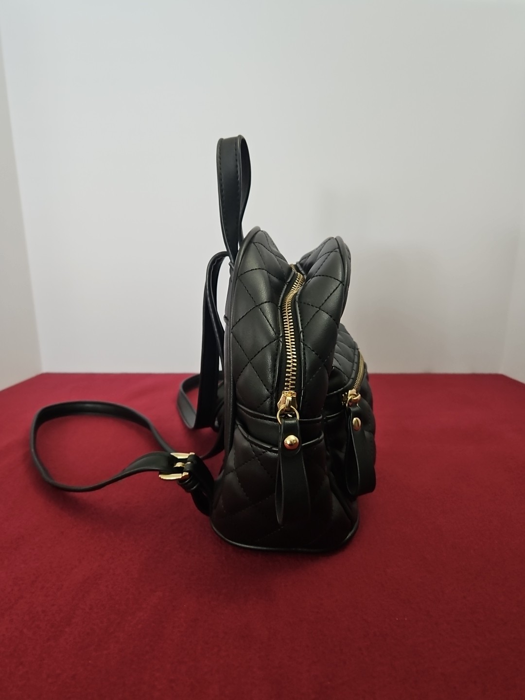 Becool Black Quilted Backpack 8x7x4