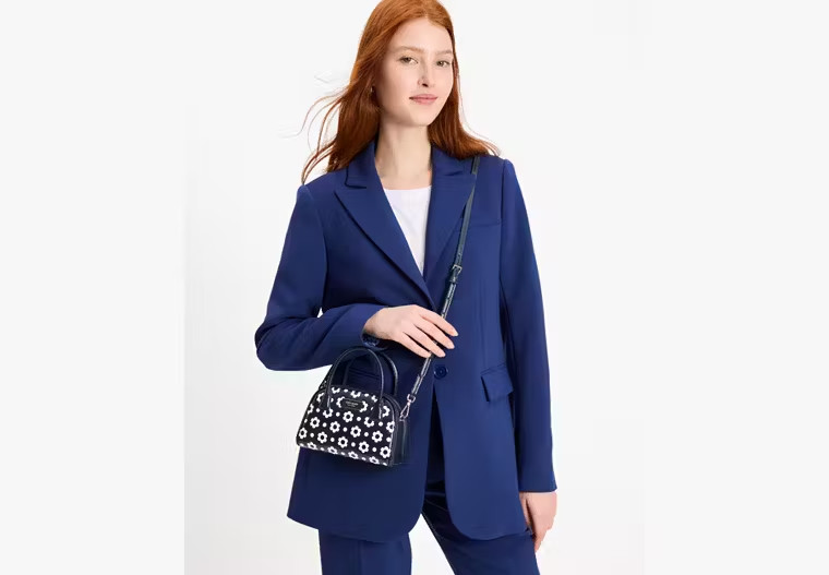 NWT Kate Spade Leather Sam Icon Daisy Dot Mini Duffle Bag KH202 Parisian Navy Mu