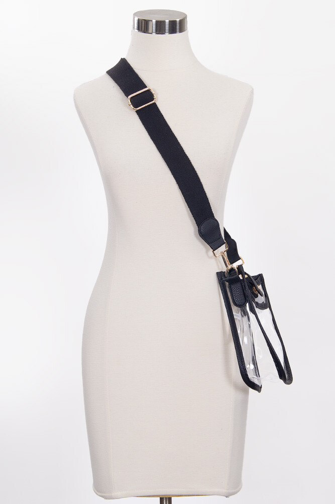 UNNI Women Everyday Clear Stadium Solid Color Colorful Trim Crossbody Bag