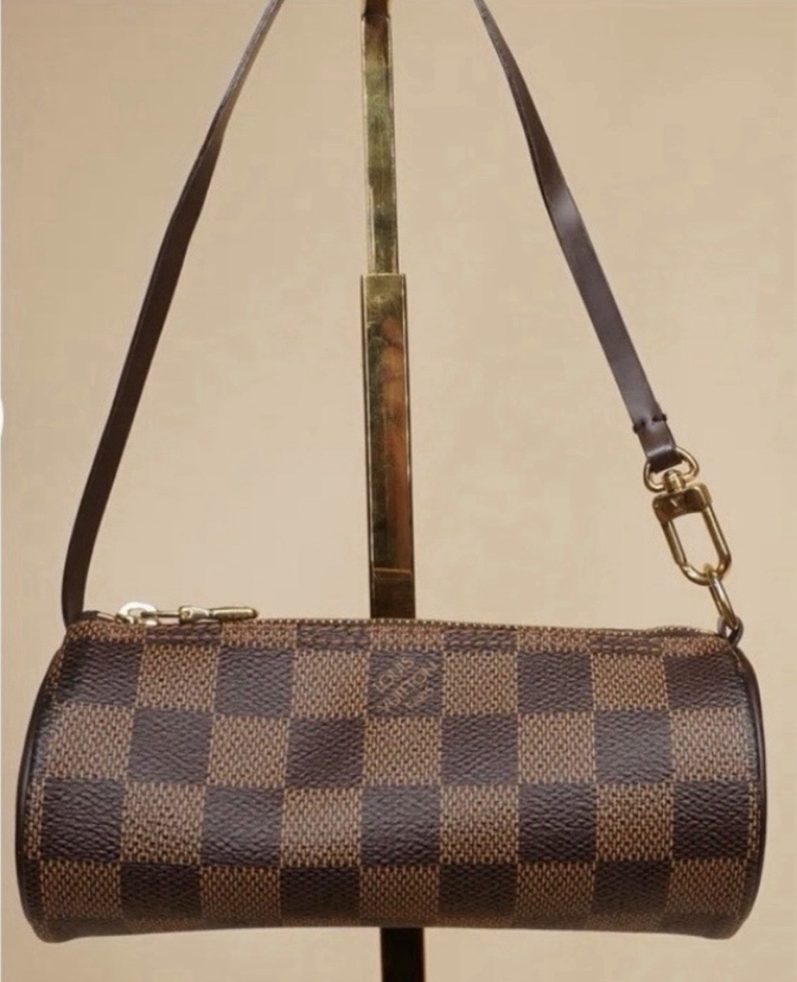 louis vuitton damier ebene papillon cylinder shoulder bag pouch dust bag