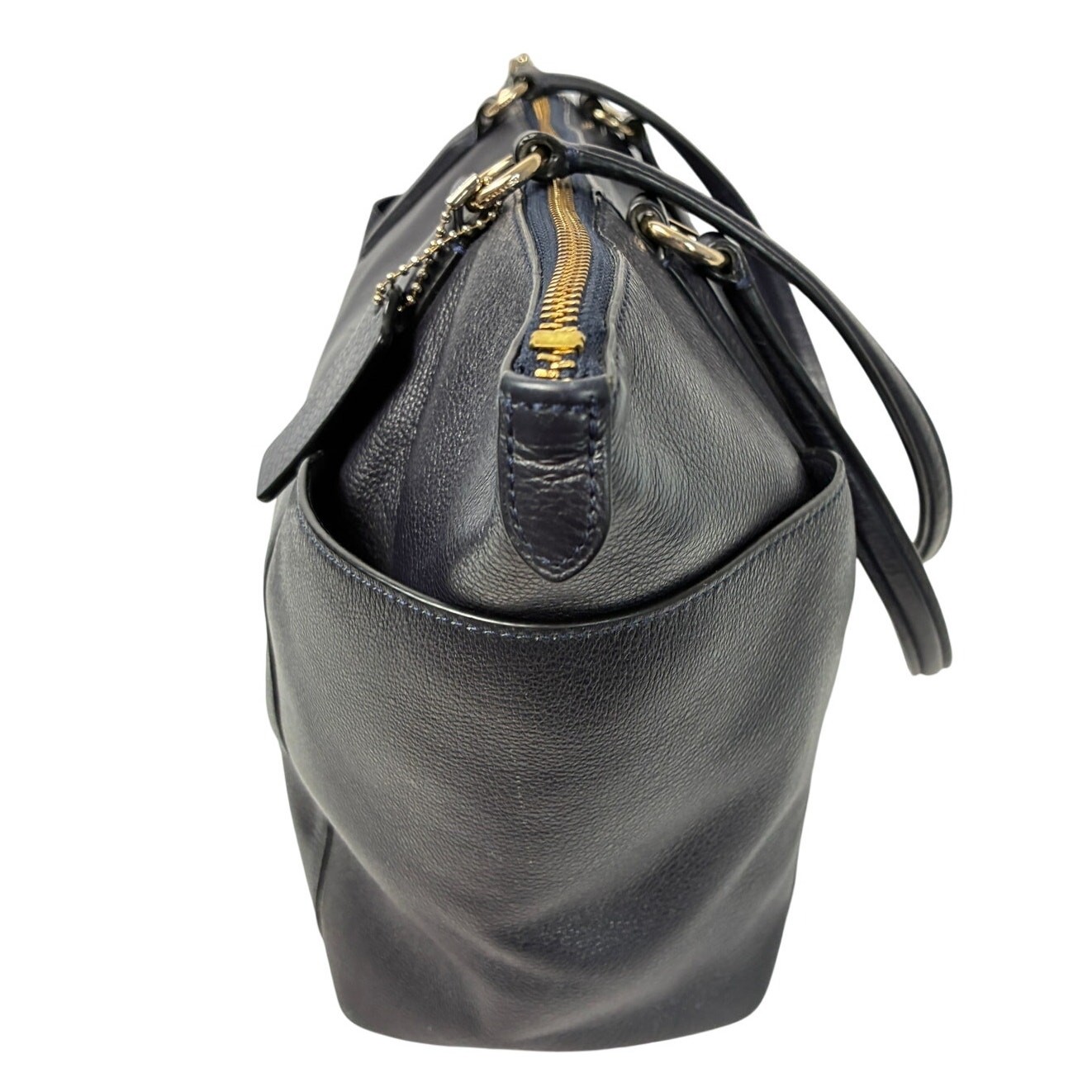 Coach Ava Tote Navy Blue Pebbled Leather Purse Handbag Gold Hardware
