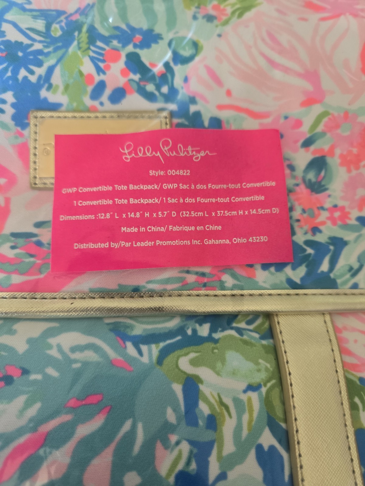 NWT Lilly Pulitzer Large Multi Tote Backpack Neoprene Fish My Wish Repaired
