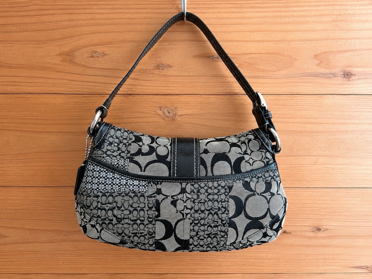 COACH F12316 Soho Patchwork Signature Shoulder Bag Y2K Canvas Leather medium