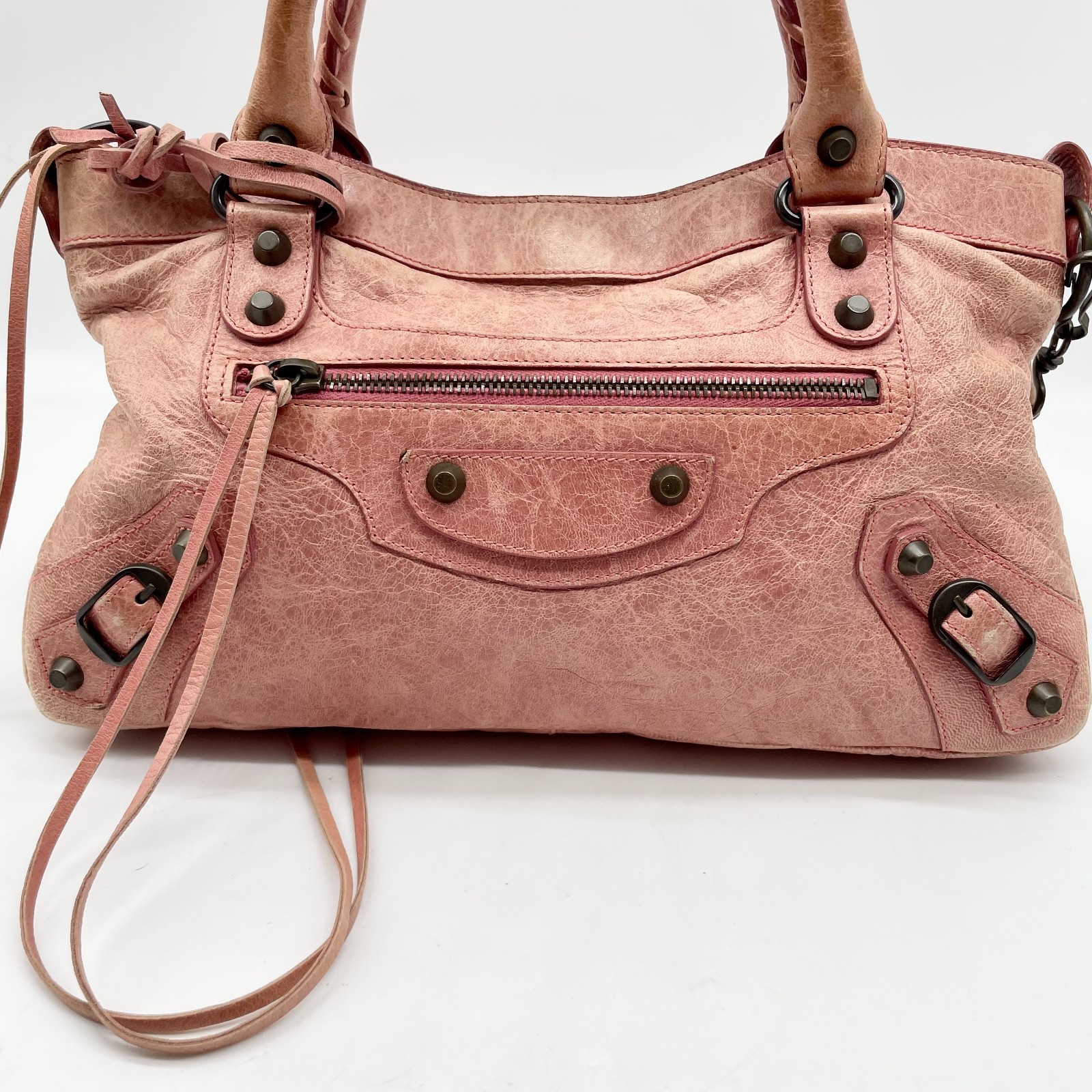 BALENCIAGA The First bag 2way Handbag Pink Leather 103208 Y2K Shoulder Bag Auth