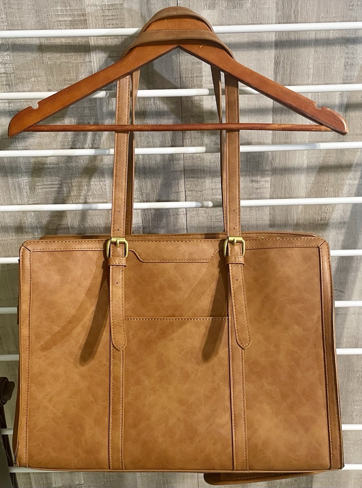 Lovevook Brown Floral Embossed Tote Zip Shoulder Strap Gold Hardware