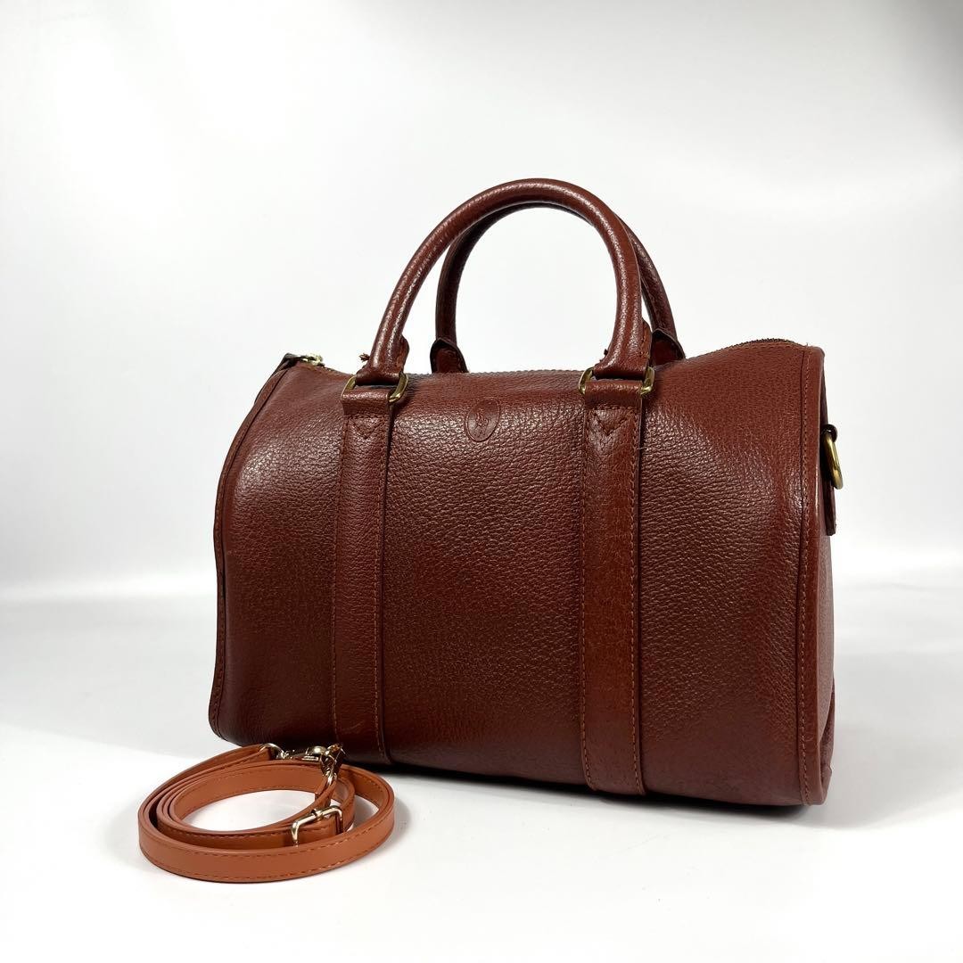 RALPH LAUREN 2Way Mini Boston Bag Hand Bag Shoulder Bag Leather Brown From Japan