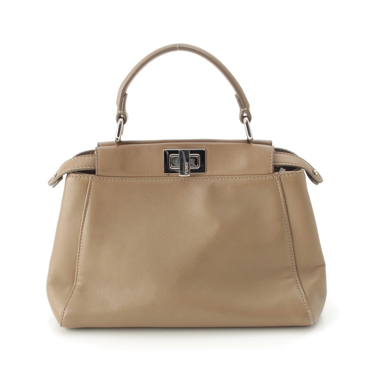 FENDI Peekaboo Mini Leather Shoulder Bag 8BN244 Beige Used