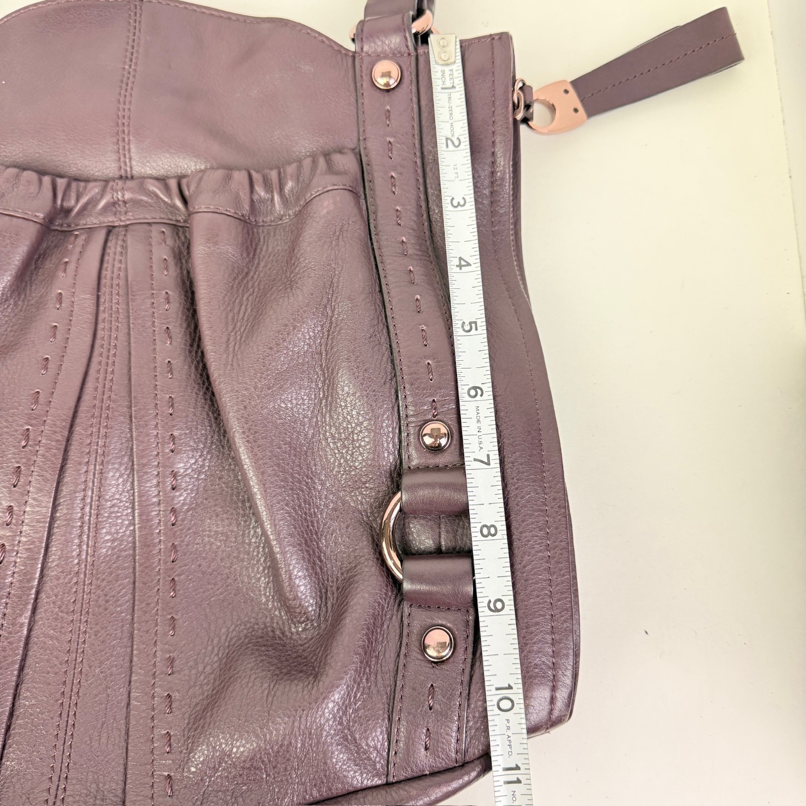 B Makowsky Burgundy Purple Large Hobo Purse Handbag Genuine Leather Slouchy EUC