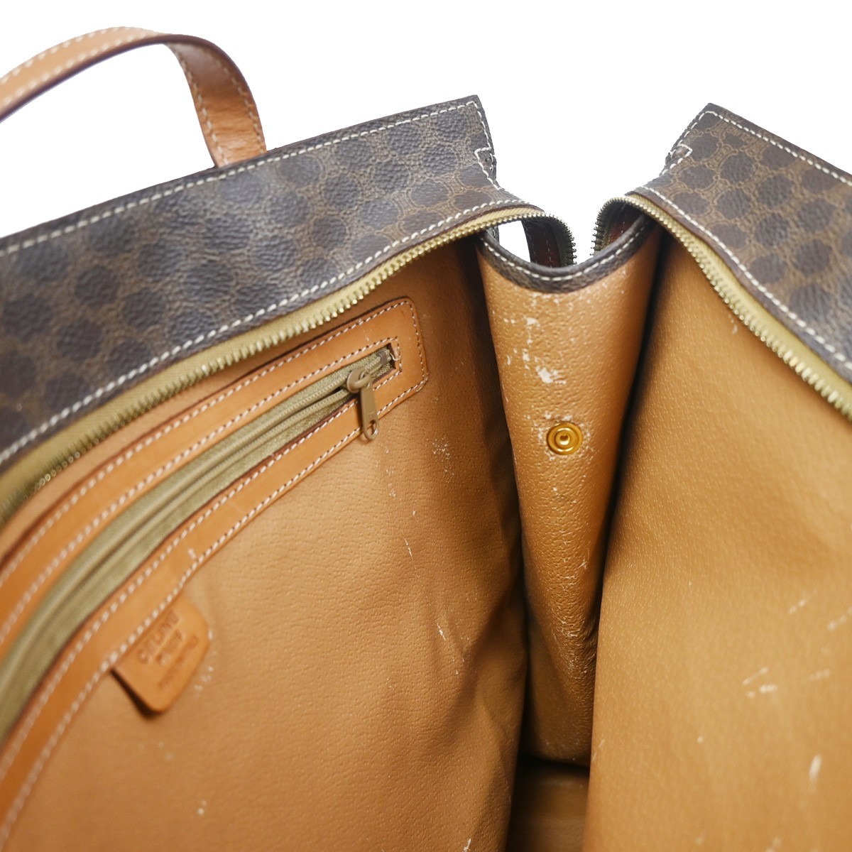 CELINE Macadam Pattern Shoulder Tote Bag PVC Leather Brown Gold Italy 69KC468
