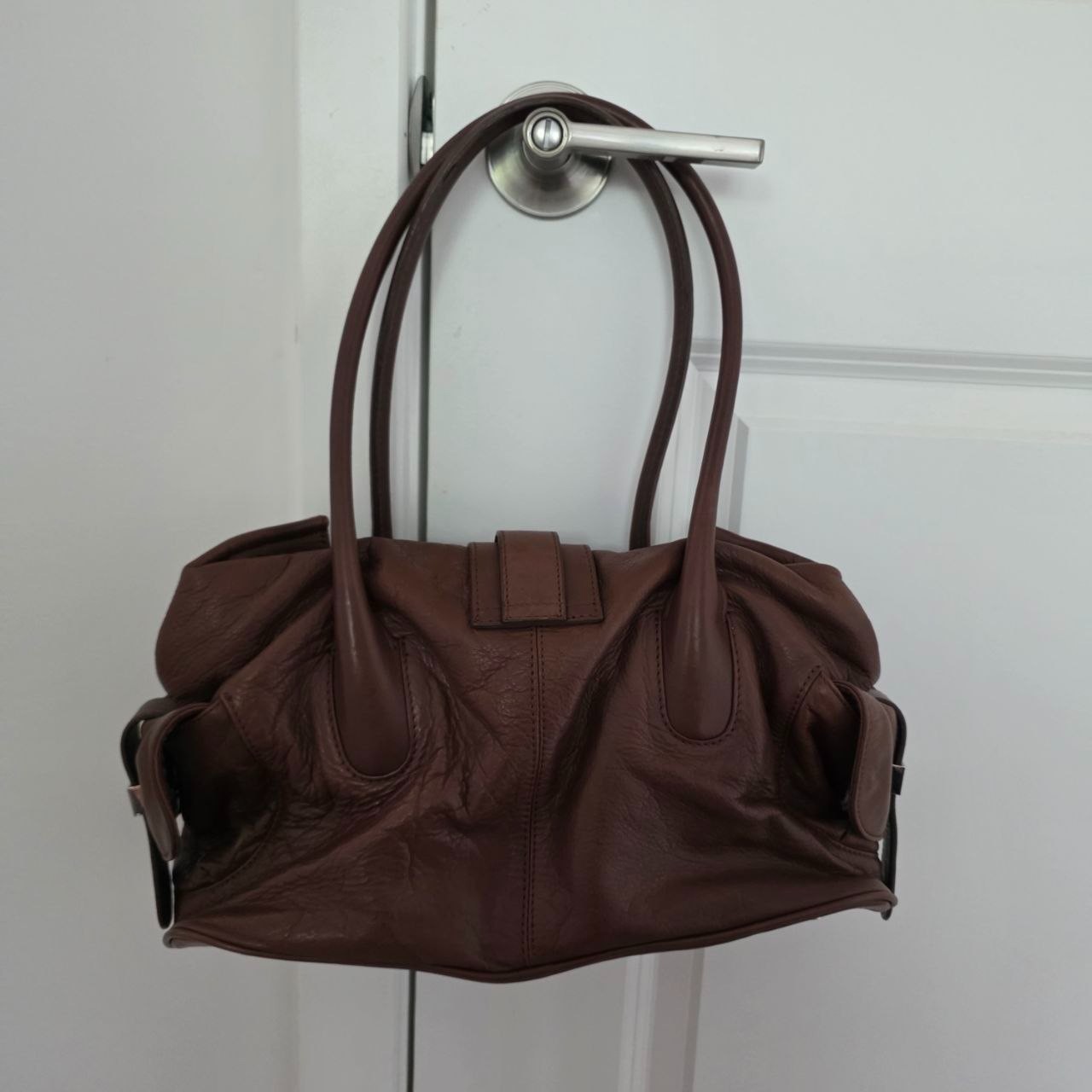 Barr Barr Newyork Brown Leather Large Shoulder Bag 14x10x5″