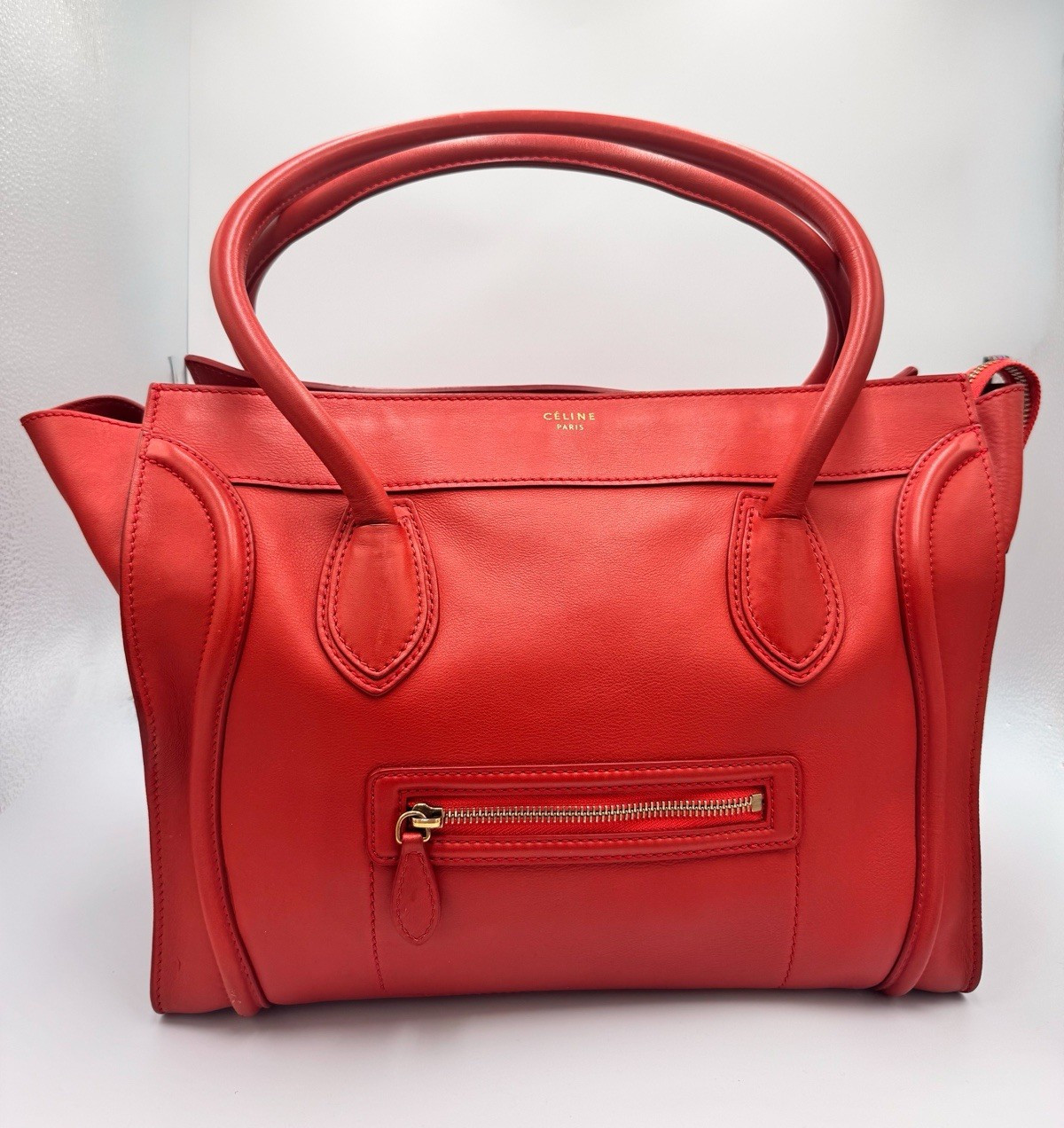 Authentic Celine Phantom Luggage Tote Red Leather Handbag Phoebe Philo