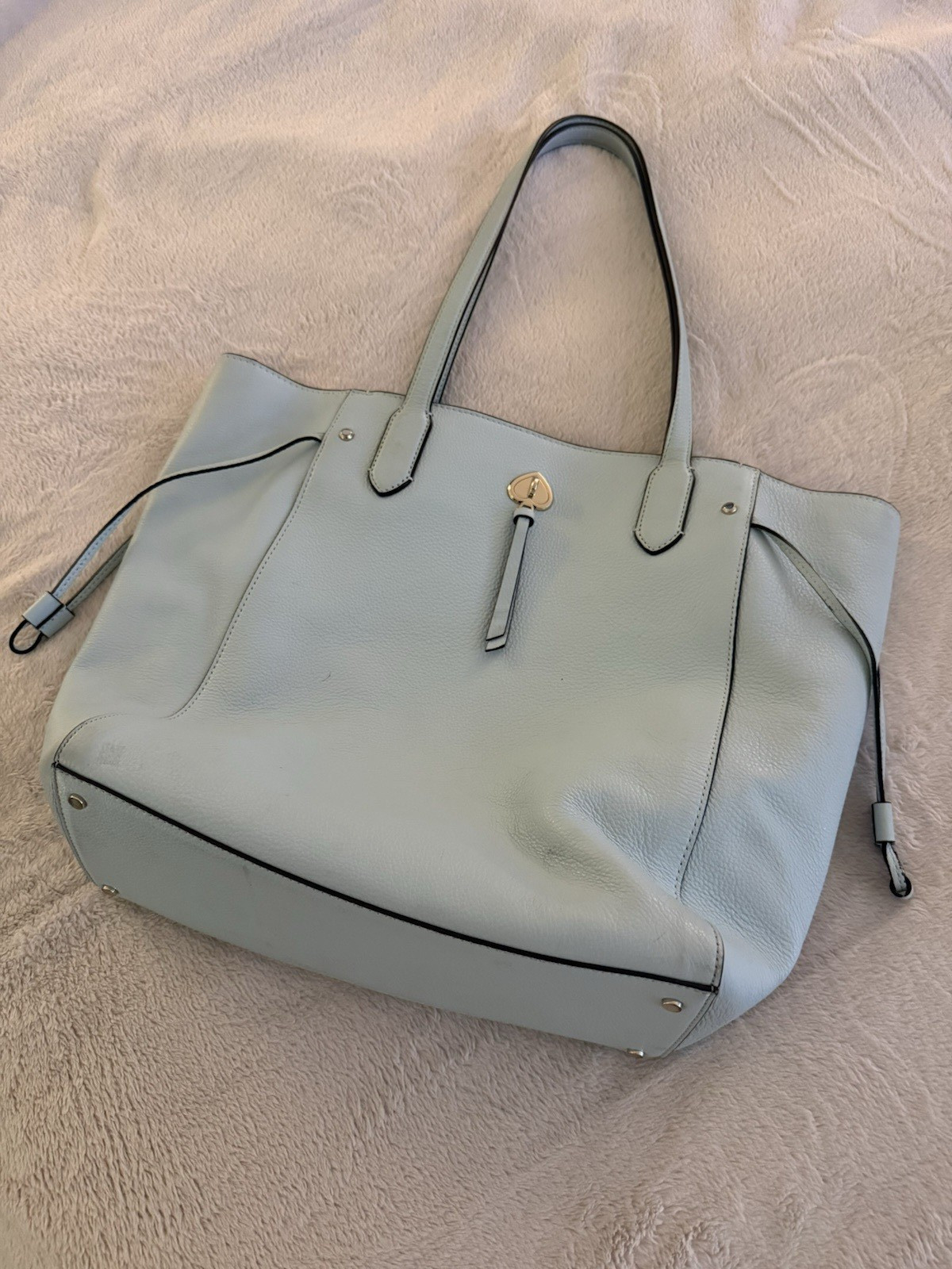 Kate Spade New York Marti Lt Blue / Aqua Pebbled Leather Large Tote Shoulder Bag