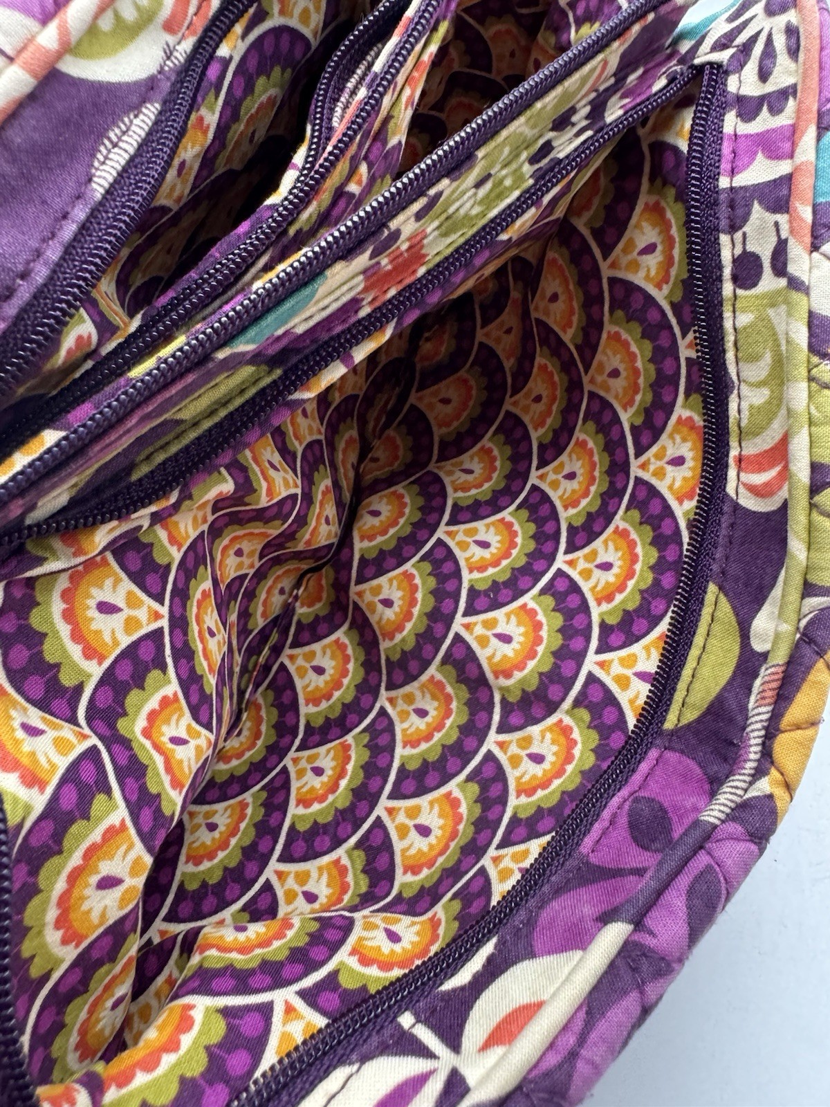 Vera Bradley Plum Crazy Shoulder Bag Purple Spring 2013 Retired Pattern Zippers