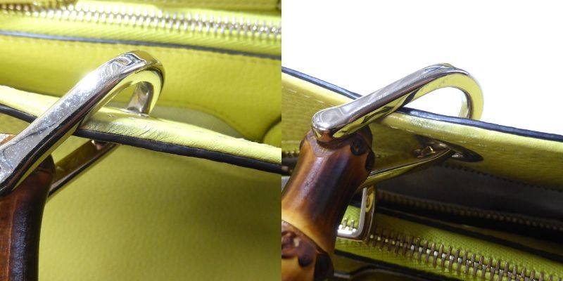 Gucci Bamboo Shopper Large Tote Bag 2WAY Hand Bag Yellow 323658 Auth Used